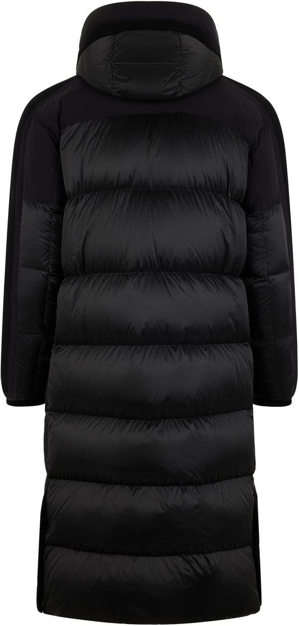 Moorer Long winter coat black with hood Zwart