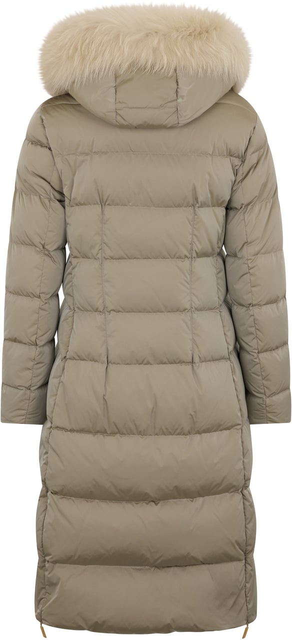 Moorer Long beige padded coat with elegant hood Neutraal