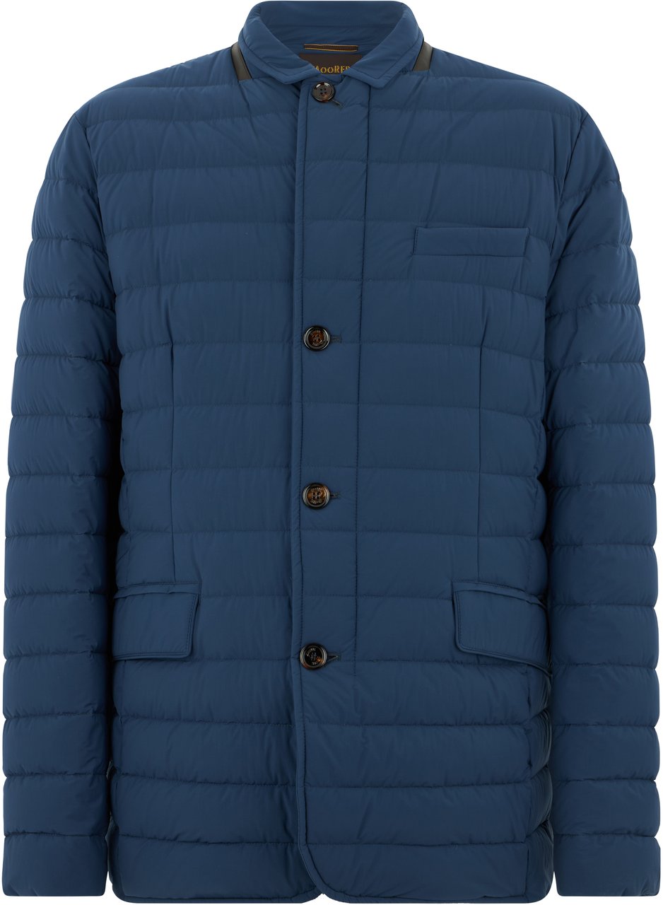 Moorer Elegant dark blue padded jacket minimalist Blauw