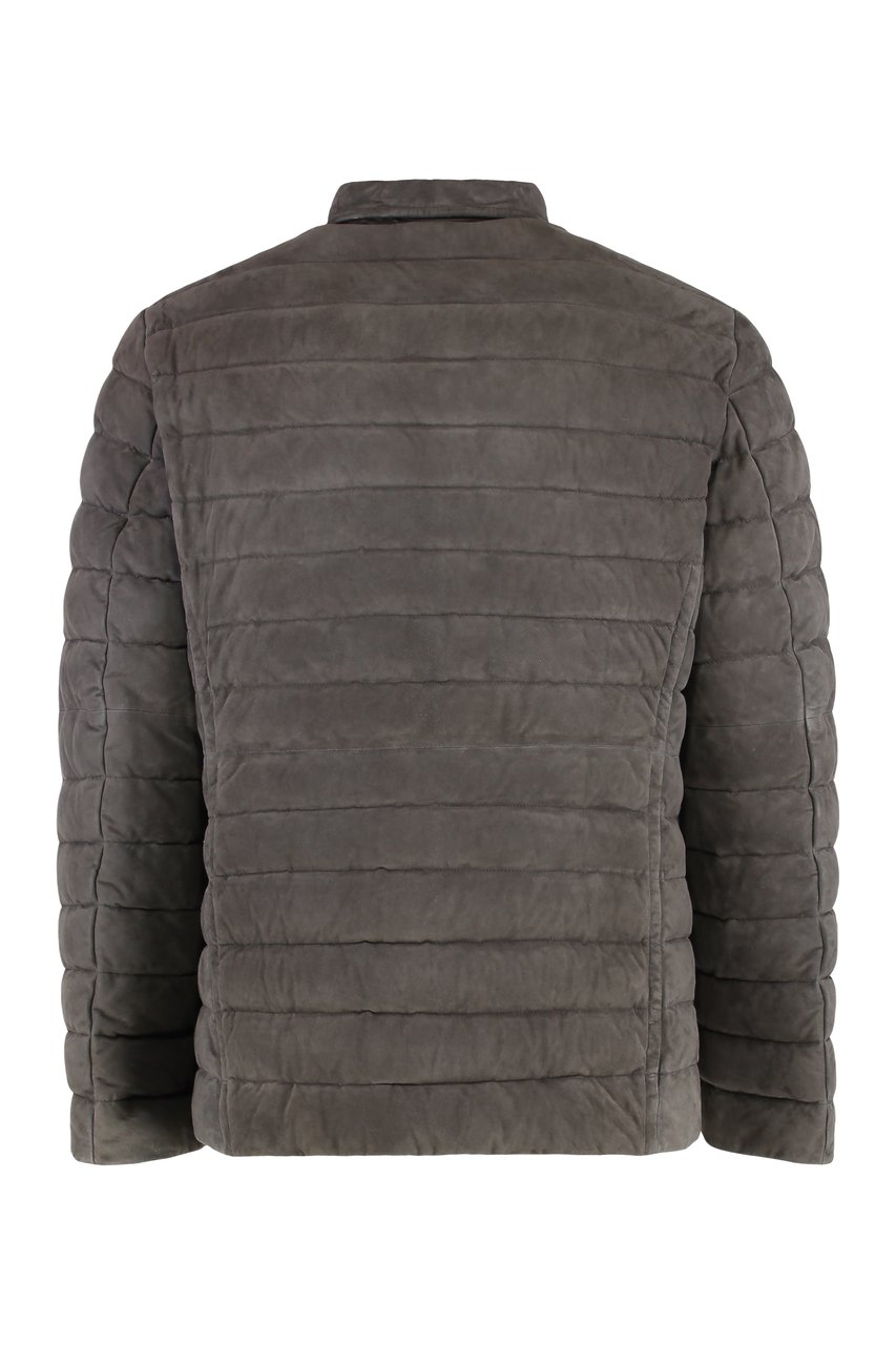 Moorer Zavyer leather padded jacket Grijs