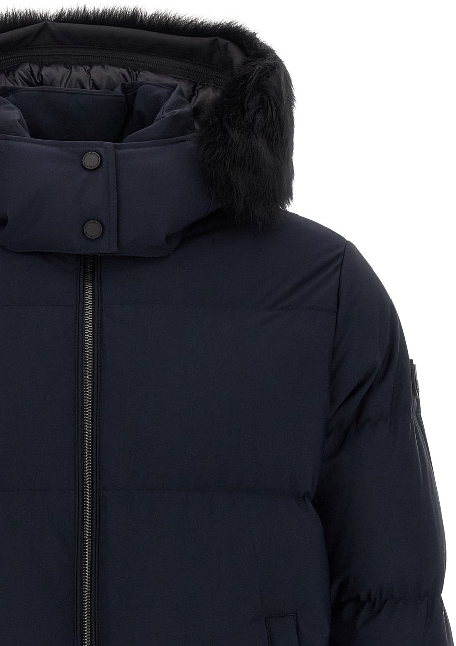 Moose Knuckles Blue Nylon Full-Length Jacket Blauw