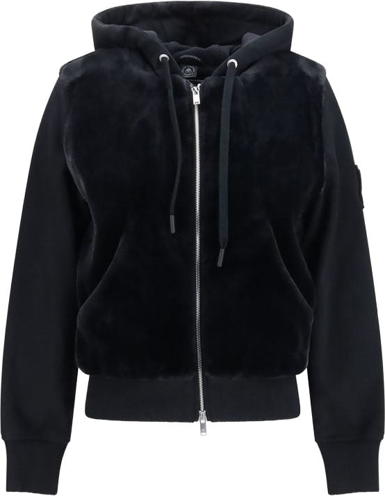 Moose Knuckles Black Cotton Sweatshirt Zwart