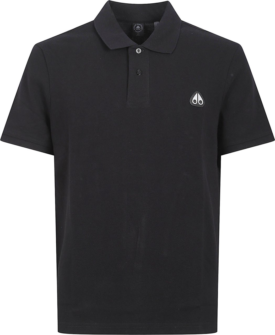 Moose Knuckles Minimalist Black Cotton Polo with Subtle Logo Emblem Zwart