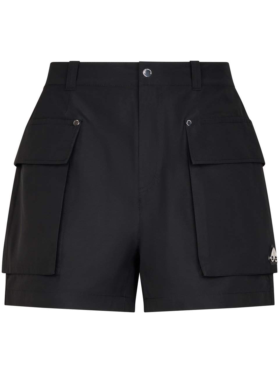 Moose Knuckles Mid-Thigh Black Shorts with Flap Pockets Zwart
