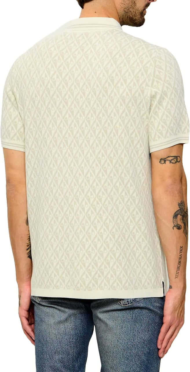 Moose Knuckles Apex Knit Polo Mono Alabaster Beige