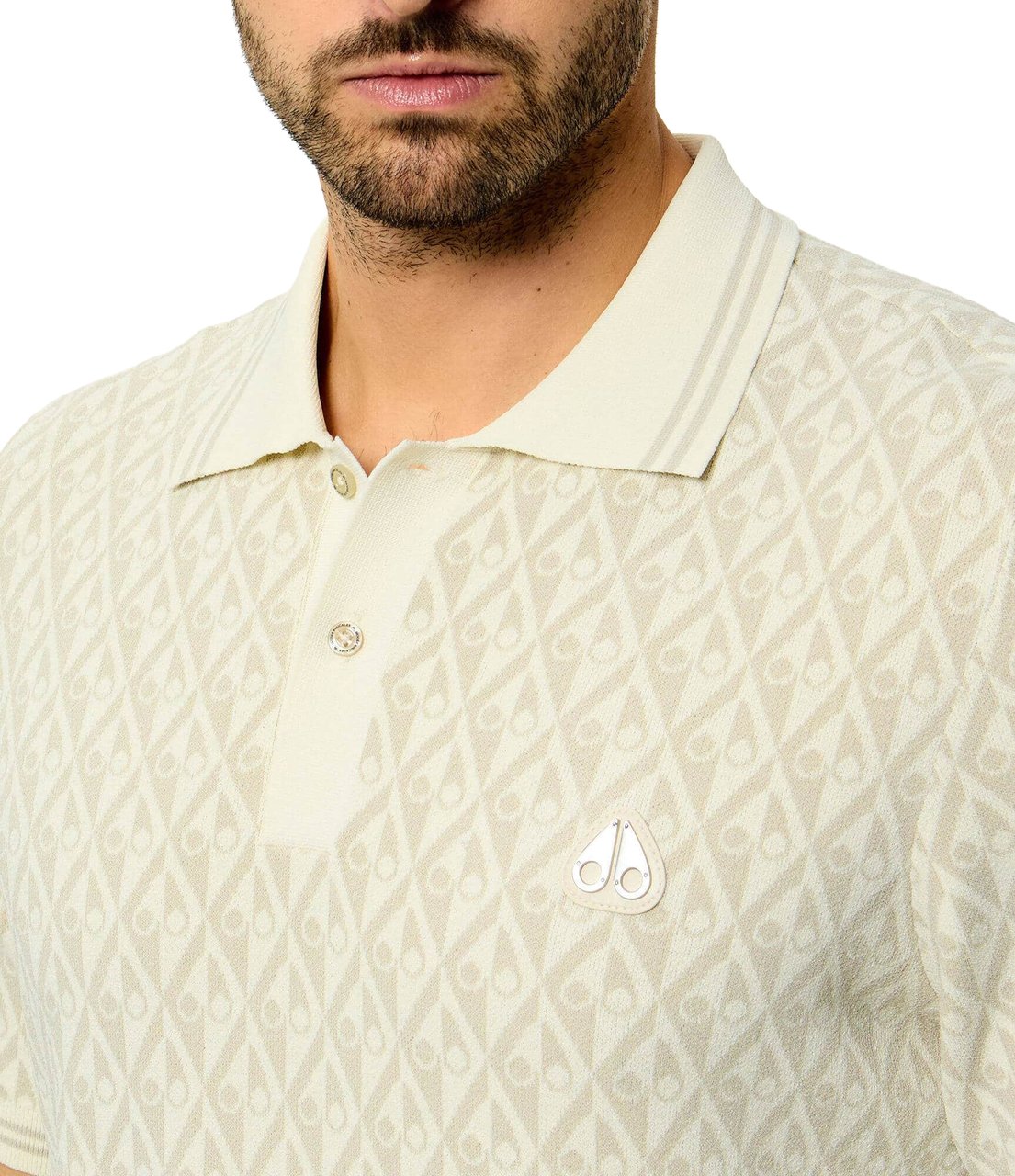 Moose Knuckles Apex Knit Polo Mono Alabaster Beige
