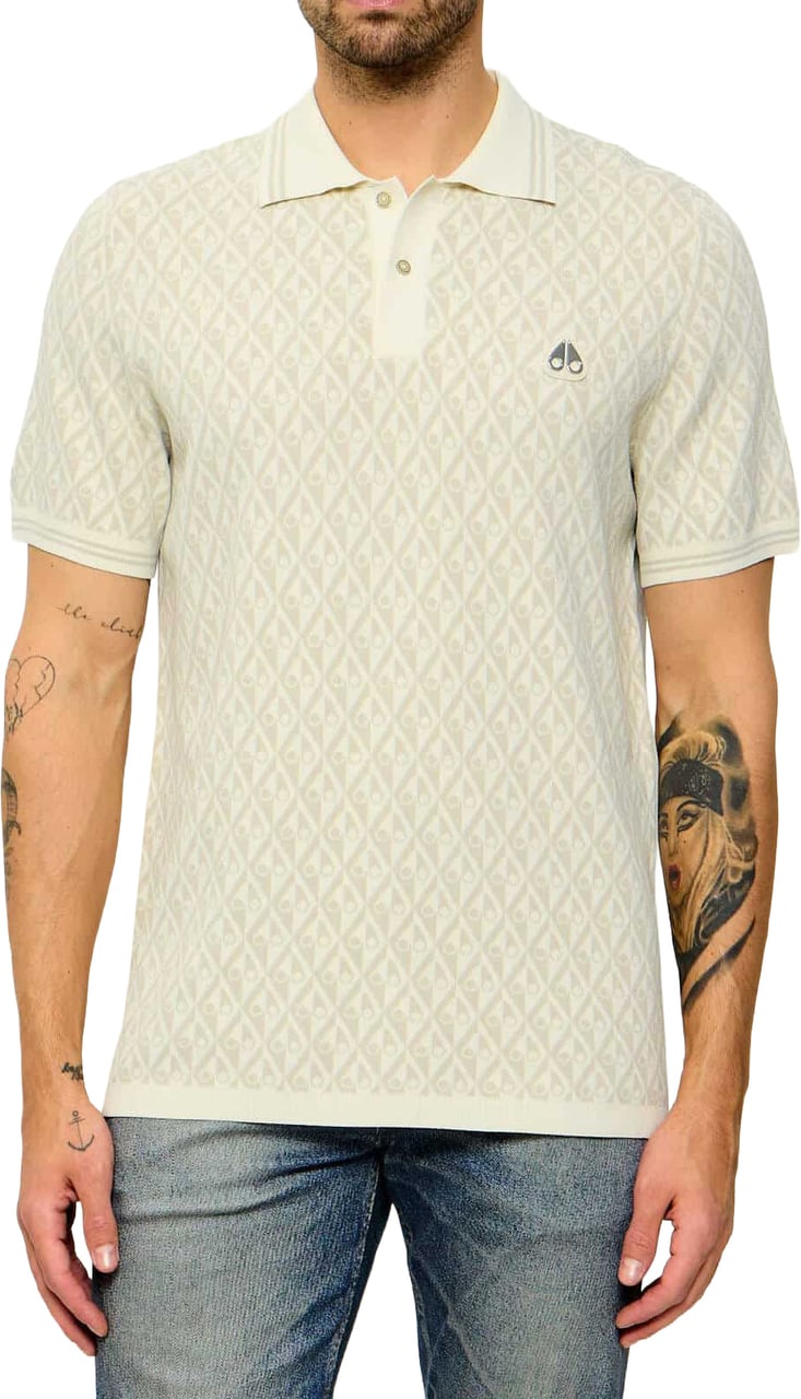 Moose Knuckles Apex Knit Polo Mono Alabaster Beige