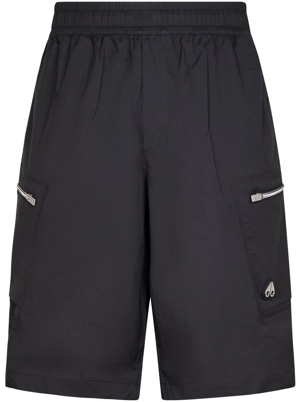 Moose Knuckles Relaxed Fit Black Cargo Shorts with Zippered Pockets Zwart