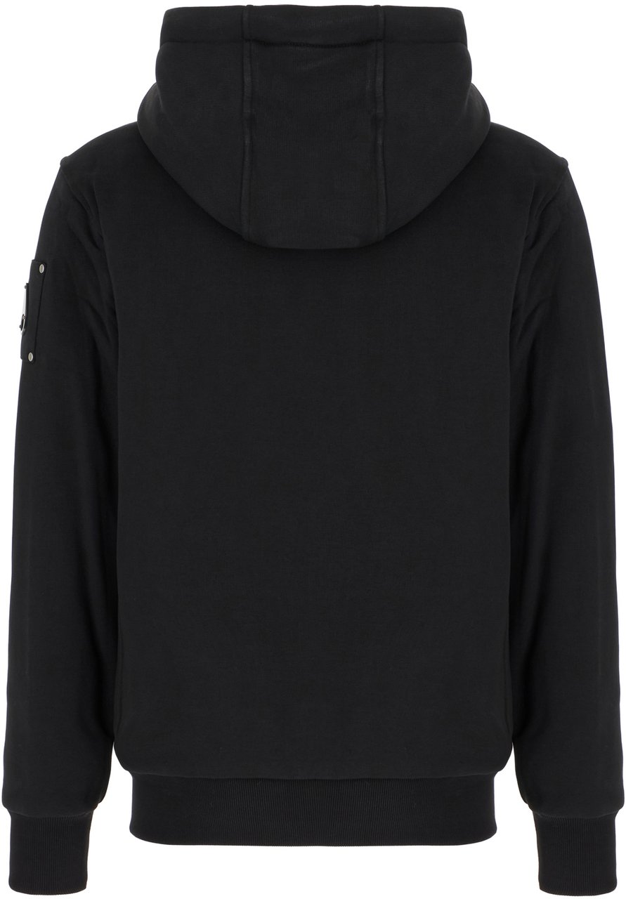 Moose Knuckles Black cotton blend padded sweatshirt Zwart