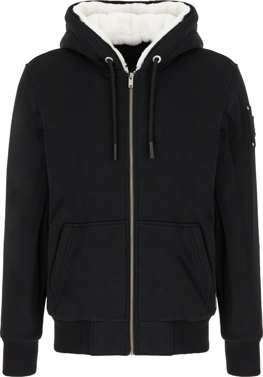 Moose Knuckles Black cotton blend padded sweatshirt Zwart