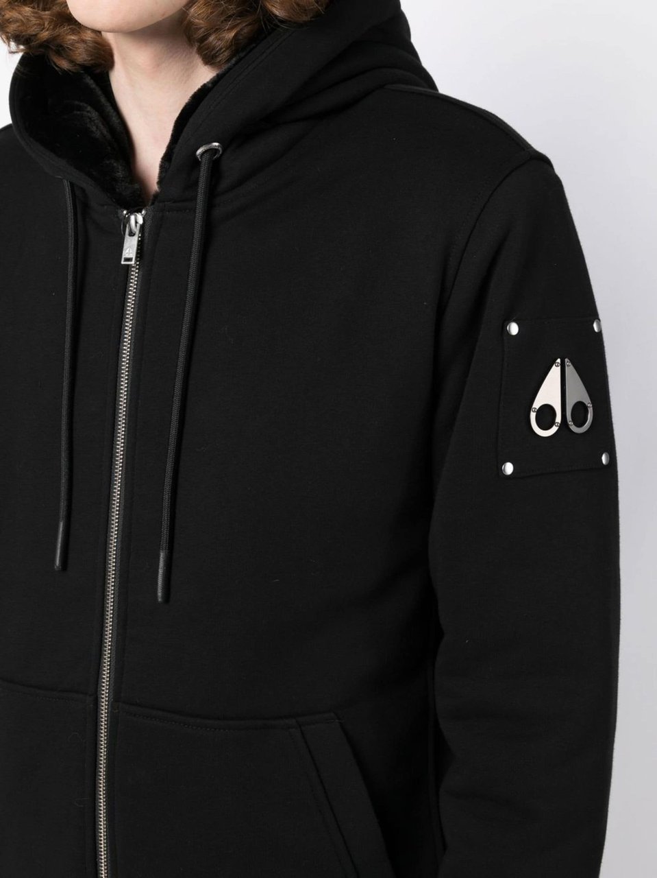 Moose Knuckles Minimalist Black Hoodie With Functional Design Zwart