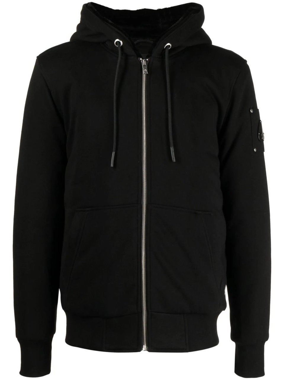 Moose Knuckles Minimalist Black Hoodie With Functional Design Zwart