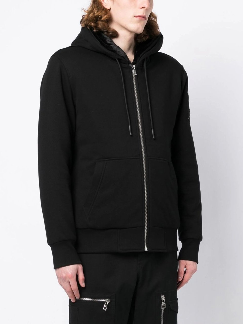 Moose Knuckles Minimalist Black Hoodie With Functional Design Zwart