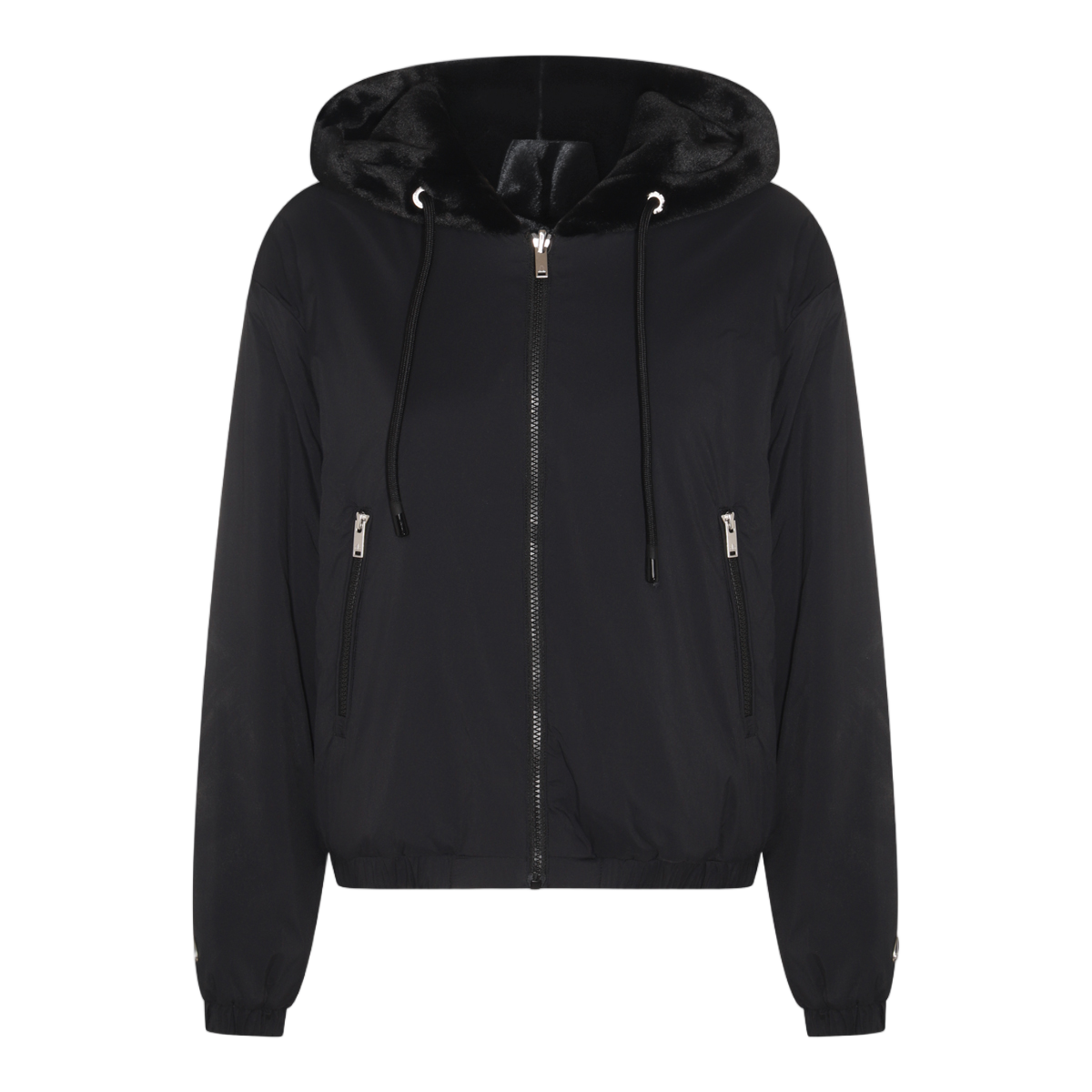 Moose Knuckles Black Minimalist Jacket with Plush-Lined Hood Zwart