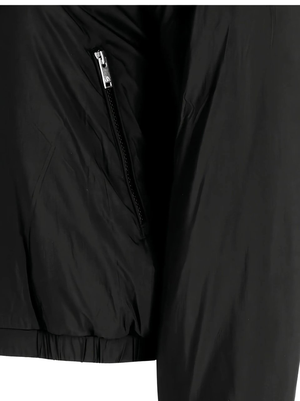 Moose Knuckles Cropped Black Faux Fur Jacket With Plush Hood And Zippered Pockets Zwart