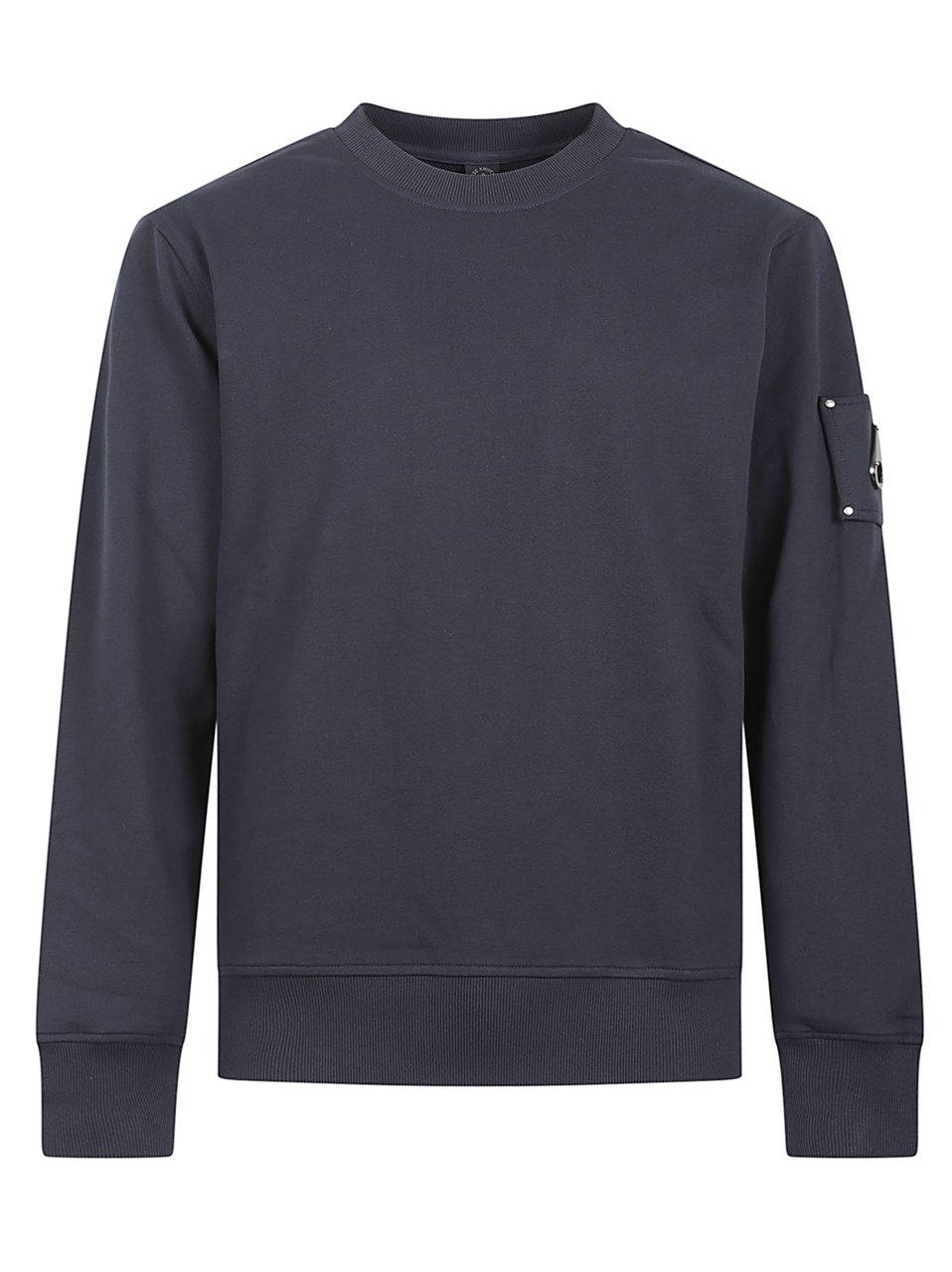 Moose Knuckles Minimalist Blue Cotton Sweater with Distinctive Patch Zwart
