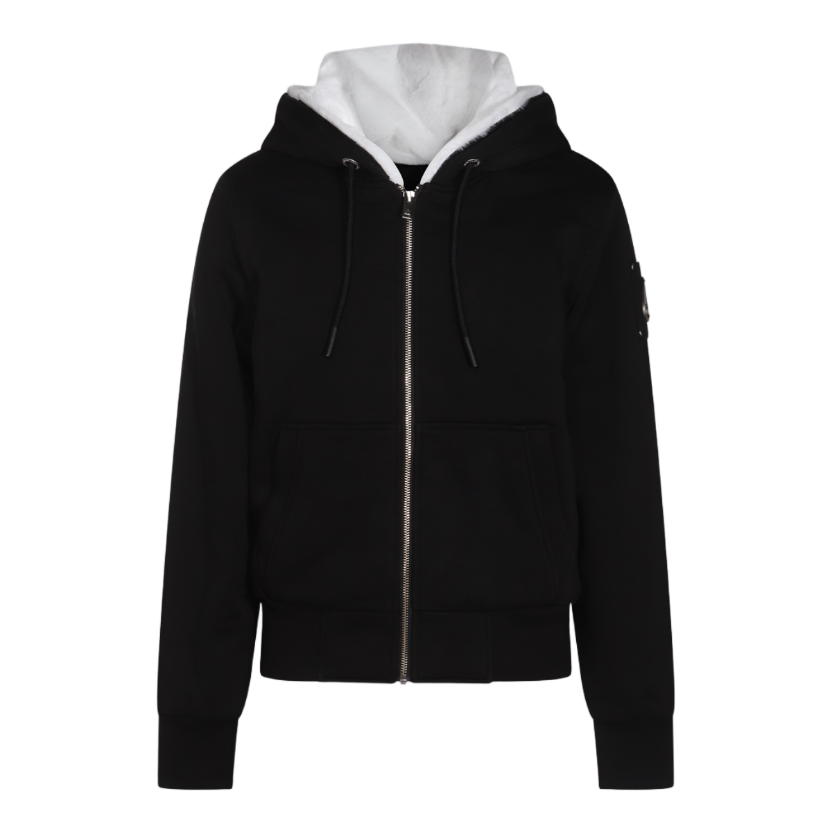 Moose Knuckles Black Cotton Blend Sweatshirt with Removable Inner Insert Zwart