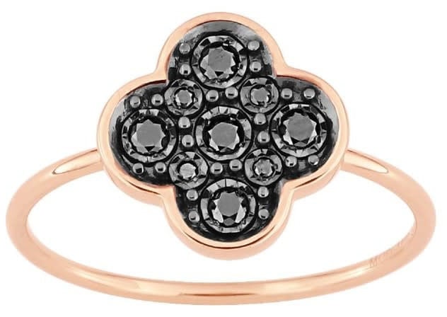 Morganne Bello Ring 1011P141/54 18k Roségoud met zwarte Briljant geslepen Diamant Maat 54 Roze