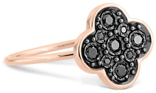 Morganne Bello Ring 1011P141/54 18k Roségoud met zwarte Briljant geslepen Diamant Maat 54 Roze