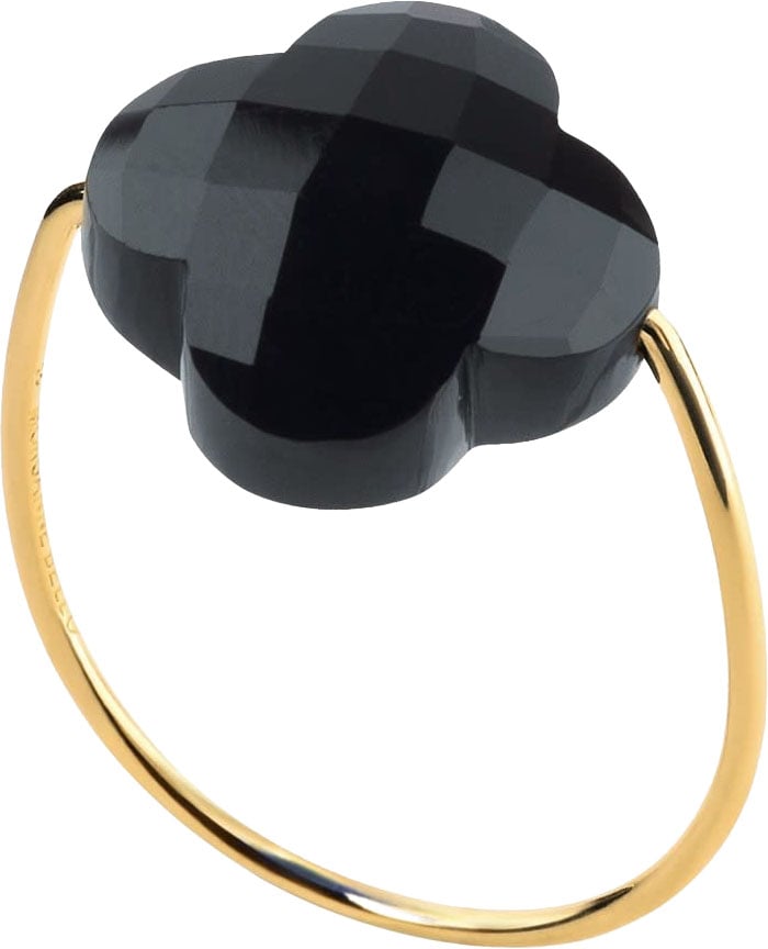 Morganne Bello Ring 1011YA1B115/56 18k Geelgoud Black Onyx Clover Maat 56 Goud