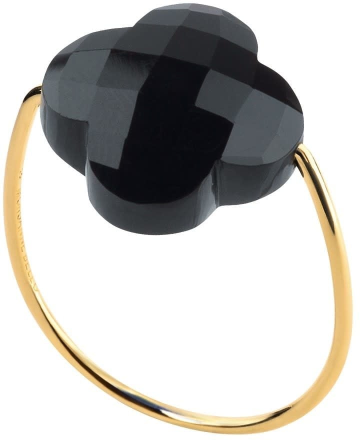 Morganne Bello Ring 1011YA1B115/56 18k Geelgoud Black Onyx Clover Maat 56 Goud