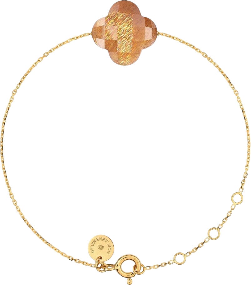 Morganne Bello Armband 1012YB180 18k Geelgoud met Sunstone Clover 14-17cm Goud