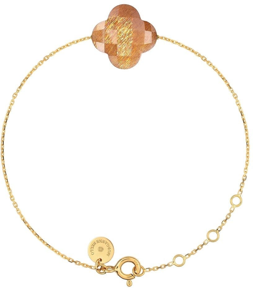 Morganne Bello Armband 1012YB180 18k Geelgoud met Sunstone Clover 14-17cm Goud