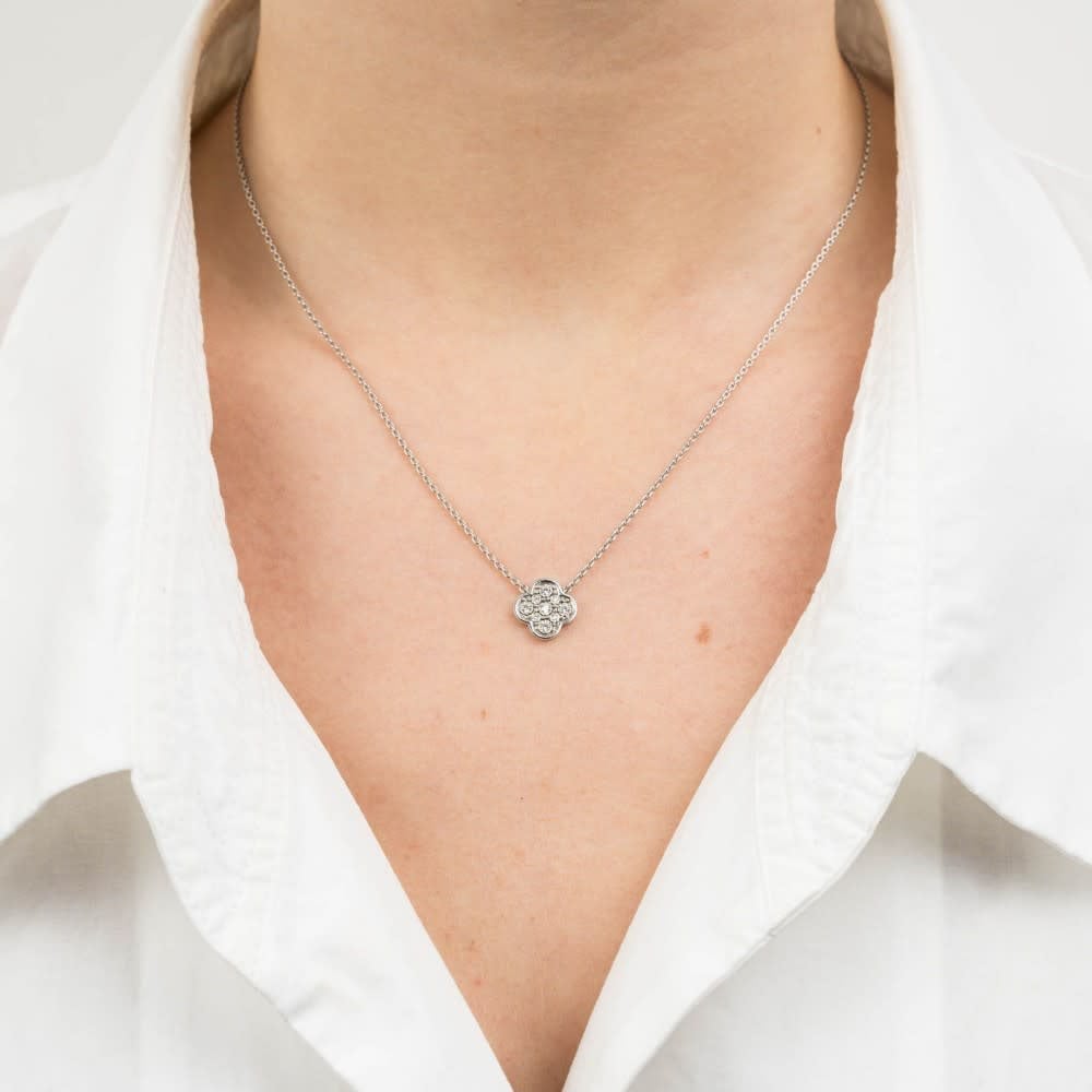 Morganne Bello Collier 1013W100 18k Witgoud 0.12crt G SI Briljant geslepen Diamant 42cm Zilver