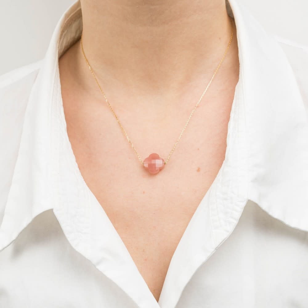 Morganne Bello Collier 1013YB145 18k Geelgoud Quartz Guava Clover 42cm Goud