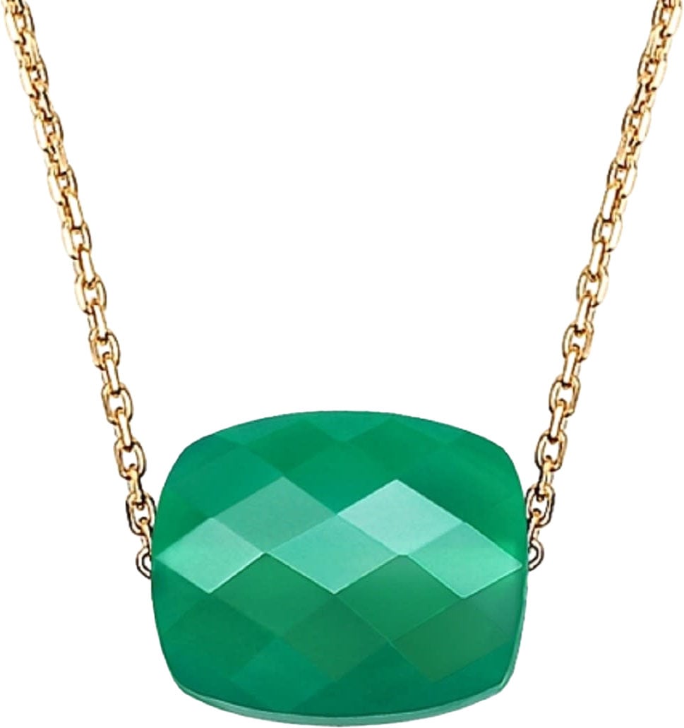 Morganne Bello Collier 1013YB1A185 18k Geelgoud met Groen Agaat Cushion 39-42cm Groen