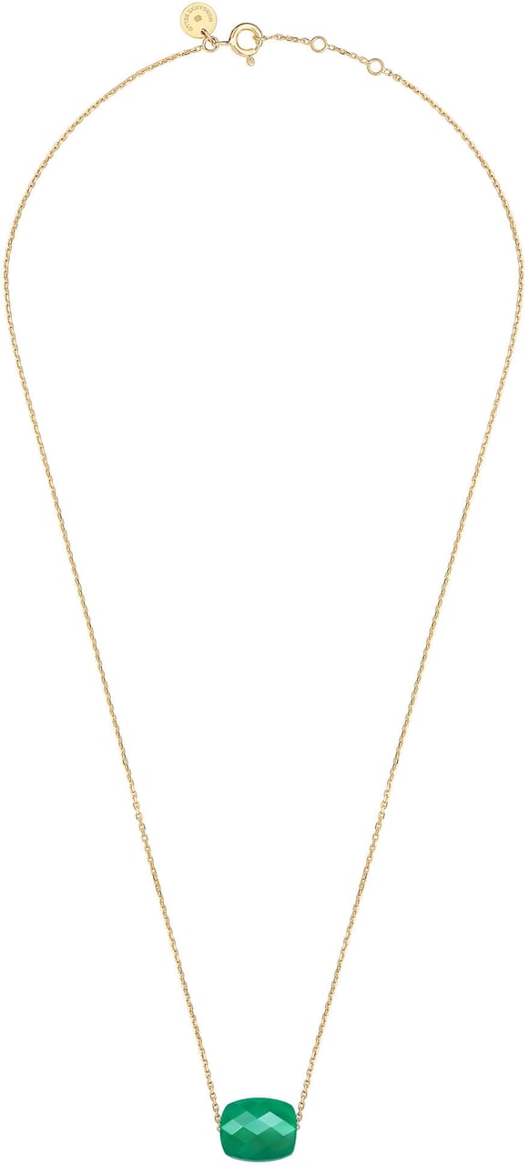 Morganne Bello Collier 1013YB1A185 18k Geelgoud met Groen Agaat Cushion 39-42cm Groen