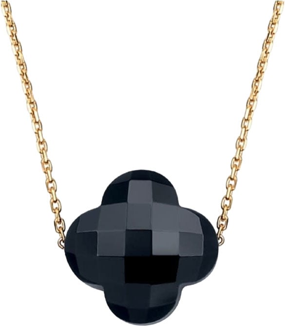 Morganne Bello Collier 1013YB1B115 18k Geelgoud Black Onyx Clover 42cm Goud