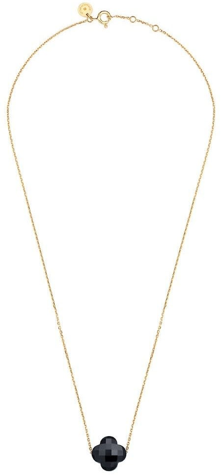 Morganne Bello Collier 1013YB1B115 18k Geelgoud Black Onyx Clover 42cm Goud