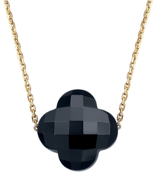 Morganne Bello Collier 1013YB1B115 18k Geelgoud Black Onyx Clover 42cm Goud