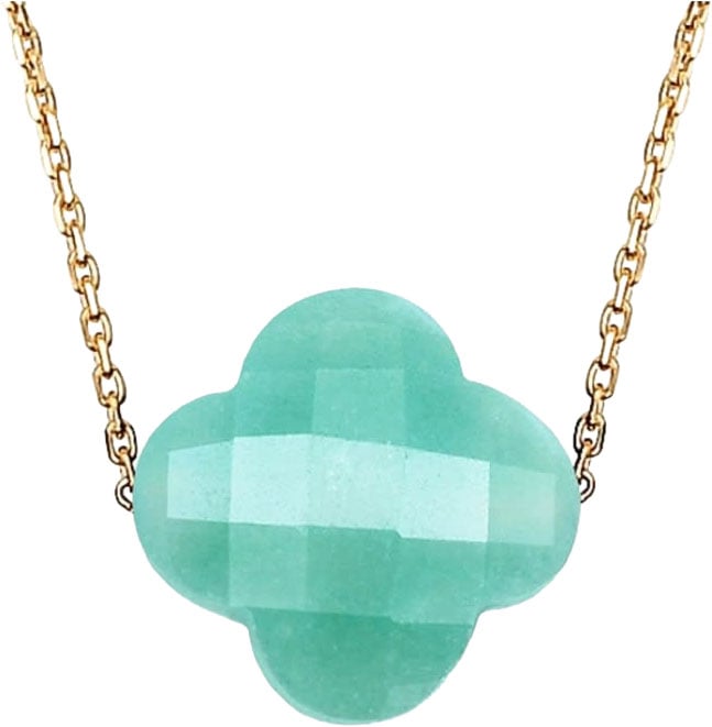 Morganne Bello Collier 1013YB1B195 18k Geelgoud Green Amezonite Clover 42cm Groen