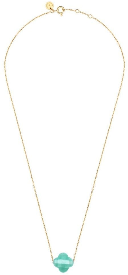 Morganne Bello Collier 1013YB1B195 18k Geelgoud Green Amezonite Clover 42cm Groen