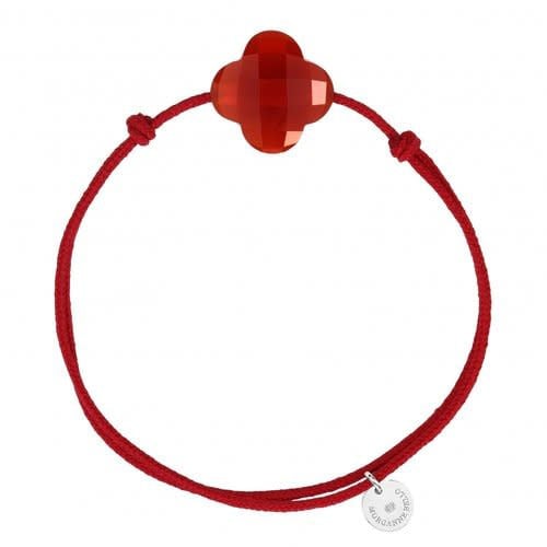 Morganne Bello Armband 1015X01B107 Red Carnelian Clover with Red Cord Rood