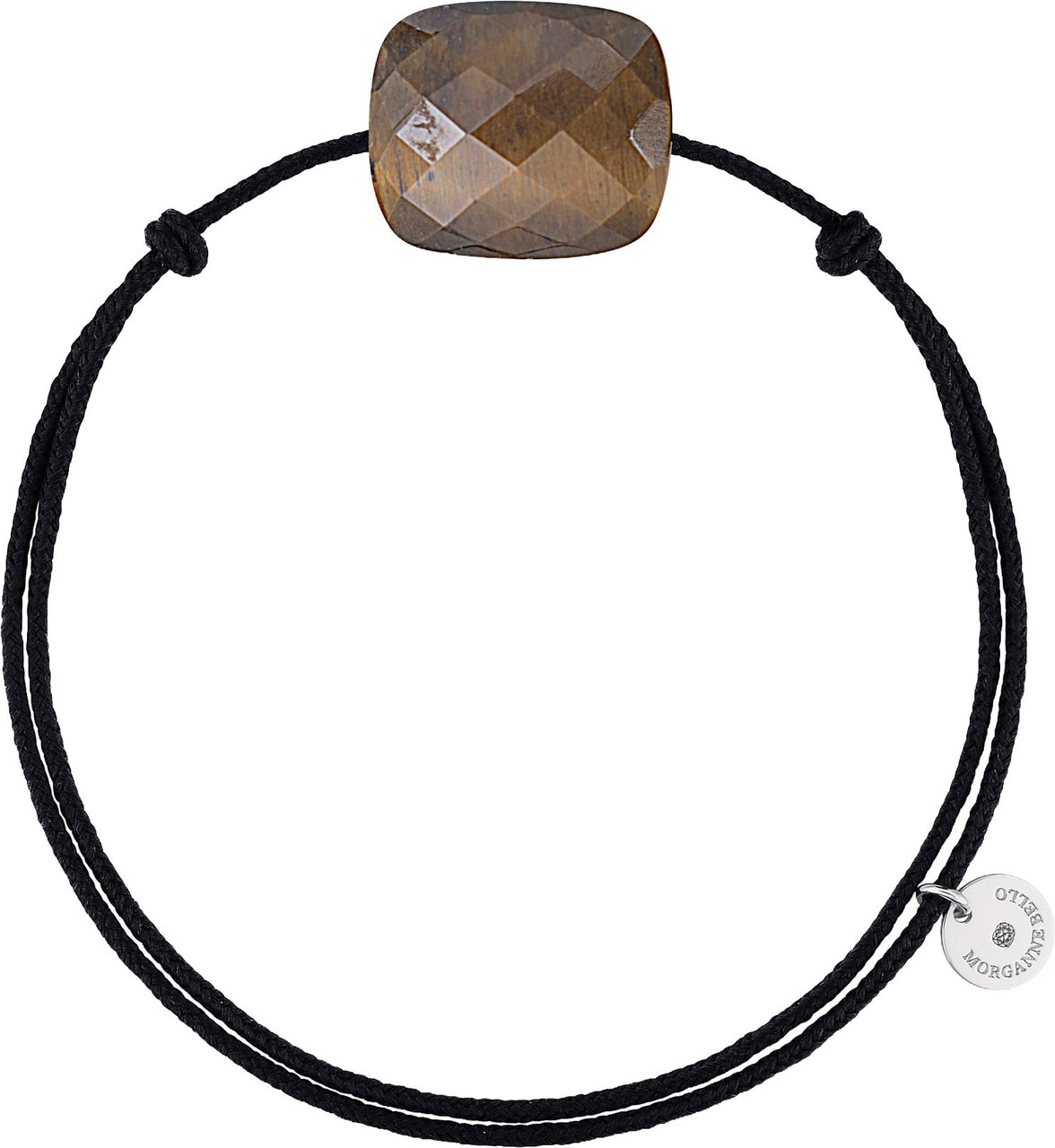 Morganne Bello Armband 1015X03A113 Friandise Honey Tiger Eye met Zwarte Koord Beige