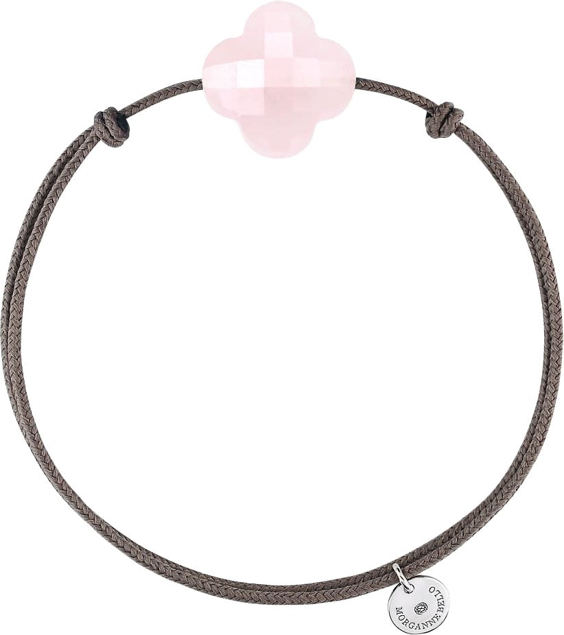 Morganne Bello Armband 1015X47B122 Pink Quartz Clover, Taupe Cord Taupe