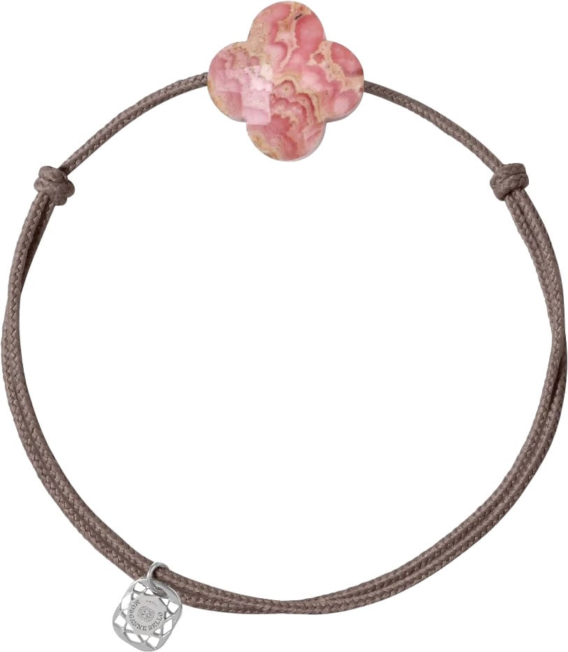 Morganne Bello Armband 1015X47B137 Rhodochrosite Clover with Taupe Cord Taupe