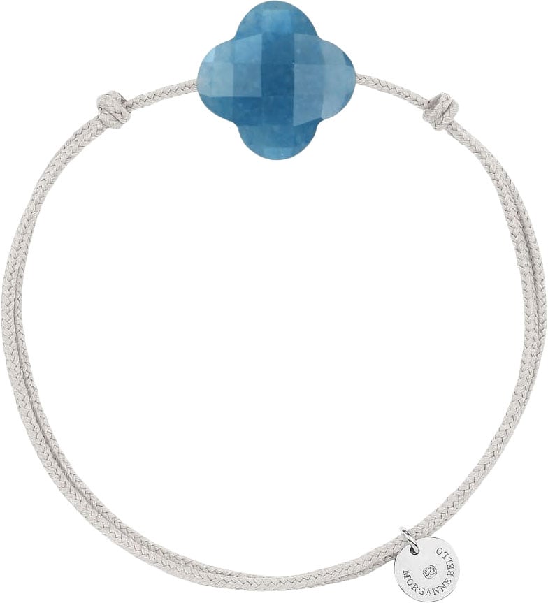 Morganne Bello Armband 1015X48B155 Blue Quartz Clover with Grey Cord Blauw