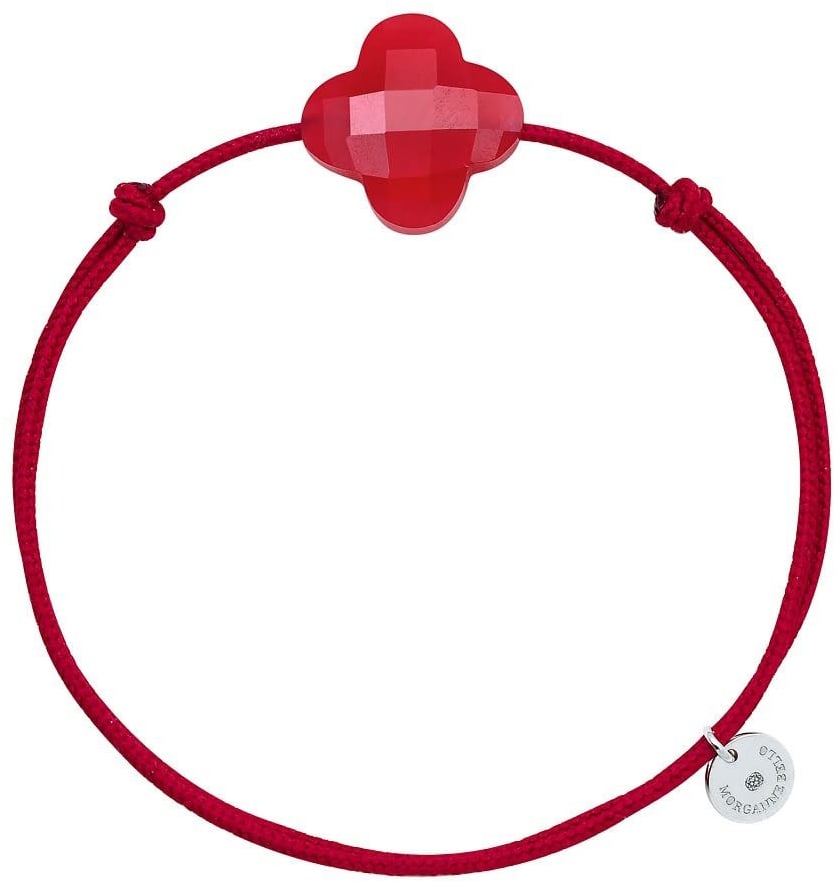 Morganne Bello 1015x50B196 Red Quartz Clover Red Cord Bracelet Rood