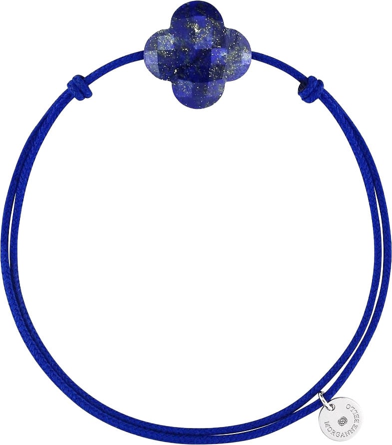 Morganne Bello Armband 1015x55B110 Royal Blue Cord Lapis Lazuli Clover Blauw