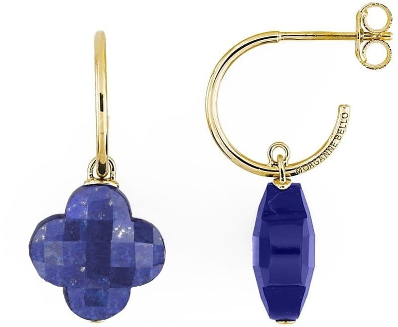 Morganne Bello Oorbellen 1017YC210 18k Geelgoud Lapis Lazuli Clover Navy