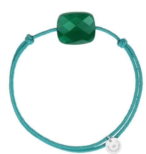 Morganne Bello Morganno Bello Armband 1025X56A185 Cushion Groen Agaat Blue Sea Cord Blue Sea Cord Donkergroen
