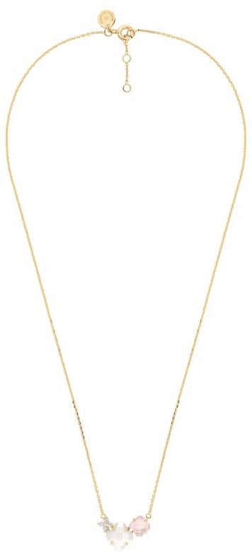 Morganne Bello Collier 23Y111T175 Bouquet Rose Quartz met Opal en 0.084crt G SI Diamant 42cm Goud
