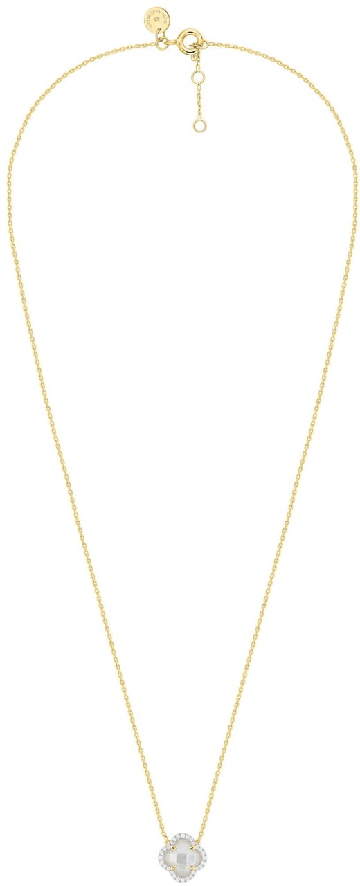 Morganne Bello Collier 3013YB211D 18k Geelgoud Victoria met Mini Hanger Mother of Pearl 1.189 ct en Witte diamanten 0,096ct 42cm Goud