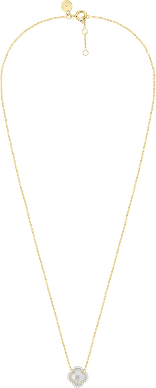 Morganne Bello Collier 3013YB211D 18k Geelgoud Victoria met Mini Hanger Mother of Pearl 1.189 ct en Witte diamanten 0,096ct 42cm Goud