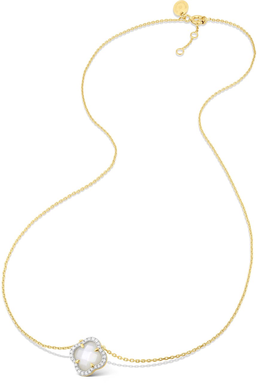 Morganne Bello Collier 3013YB211D 18k Geelgoud Victoria met Mini Hanger Mother of Pearl 1.189 ct en Witte diamanten 0,096ct 42cm Goud