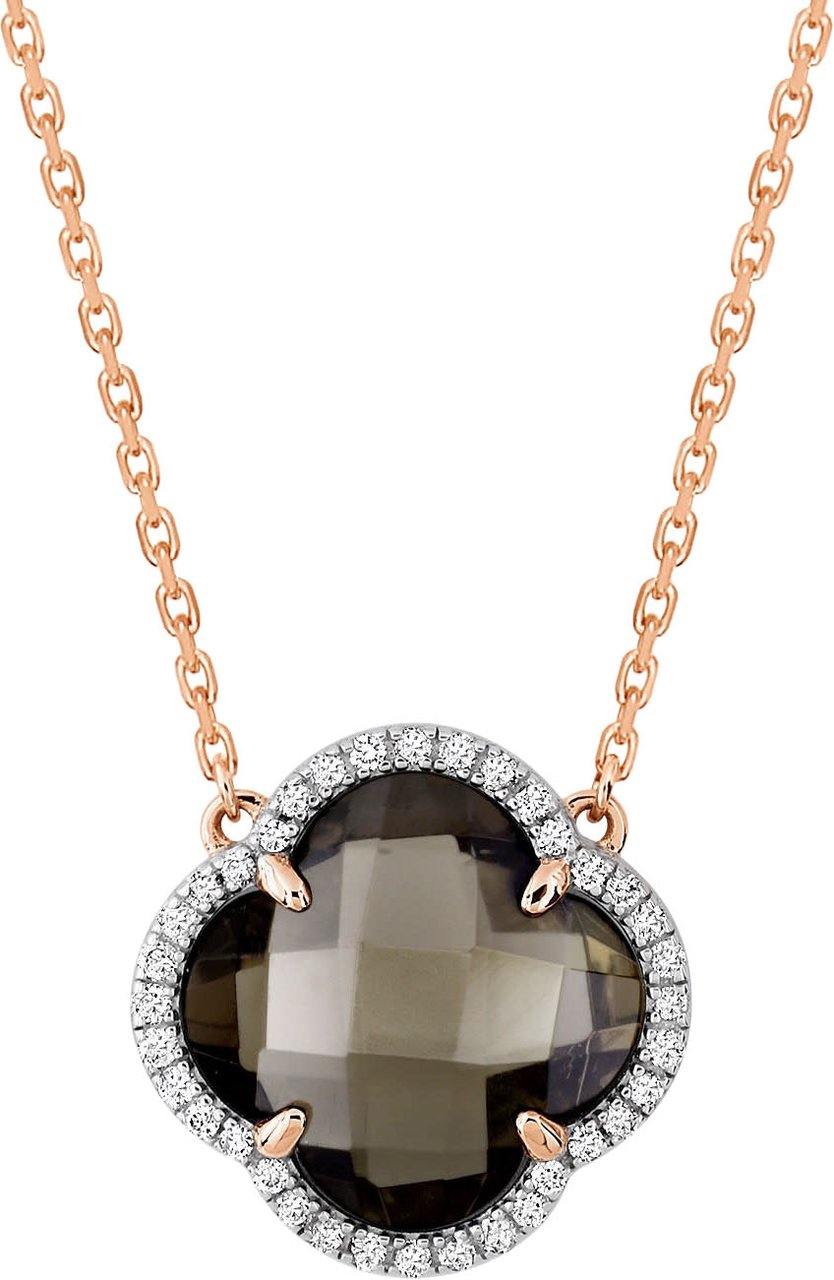 Morganne Bello Collier 3033PB120D Victoria 18k Roségoud met Diamant 0,128crt en Smoky Quartz 42cm Goud